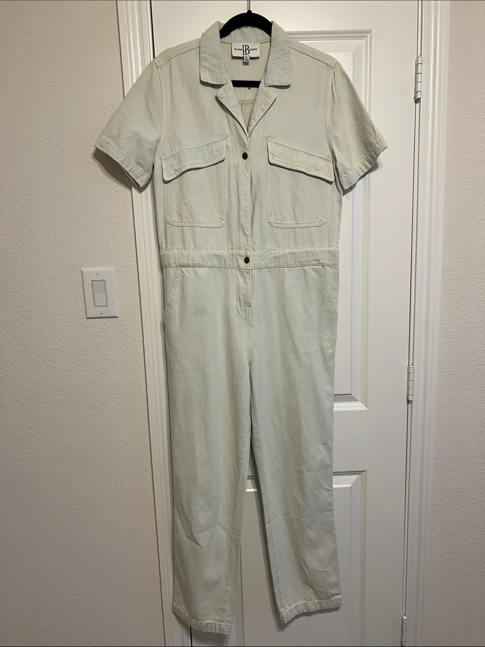 Short-Sleeve Utility Jumpsuit in Pale Lavender